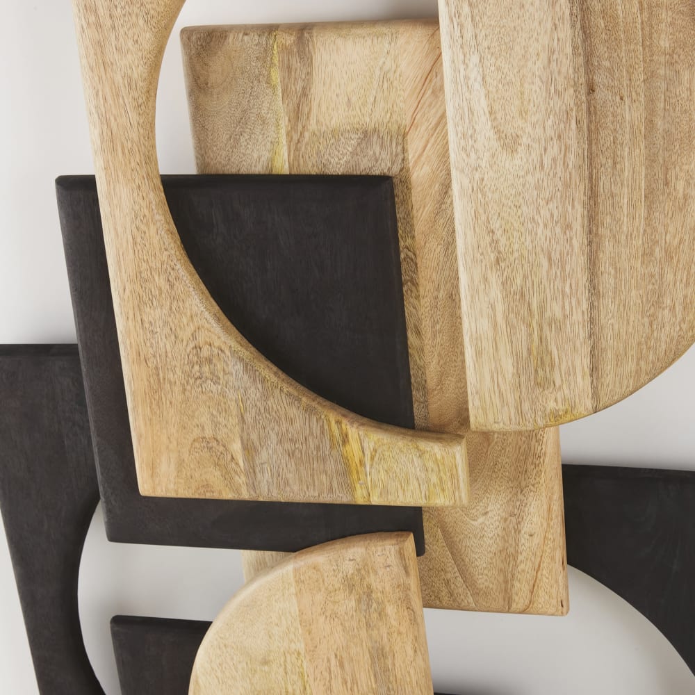 Déco murale abstraite en bois de manguier bicolore, 58x113 cm — vue 3