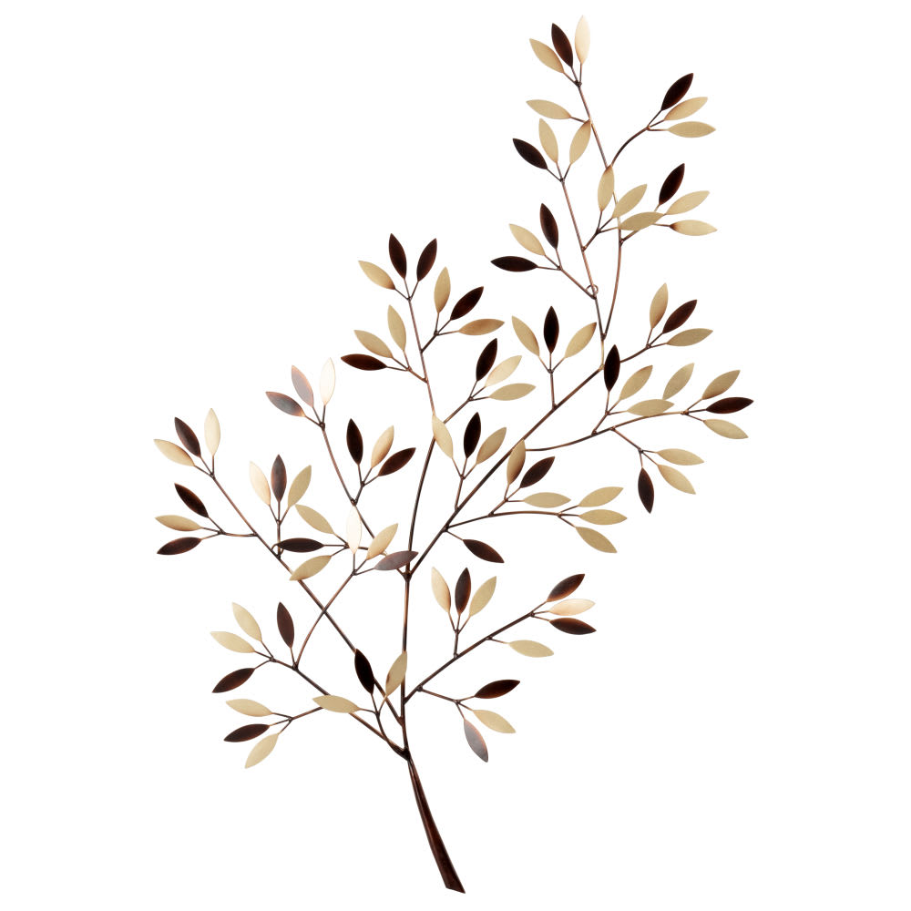 Déco murale branchage en fer forgé doré et coloris bronze, 47x78 cm