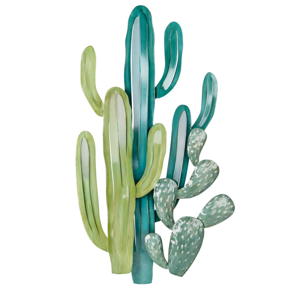 Déco murale cactus en acier vert, 41x68 cm — Beyit