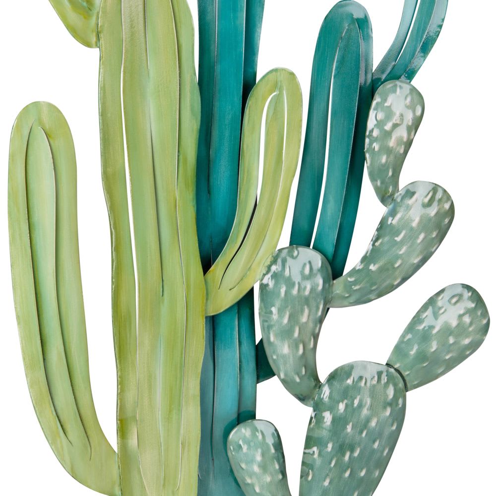 Déco murale cactus en acier vert, 41x68 cm — vue 3