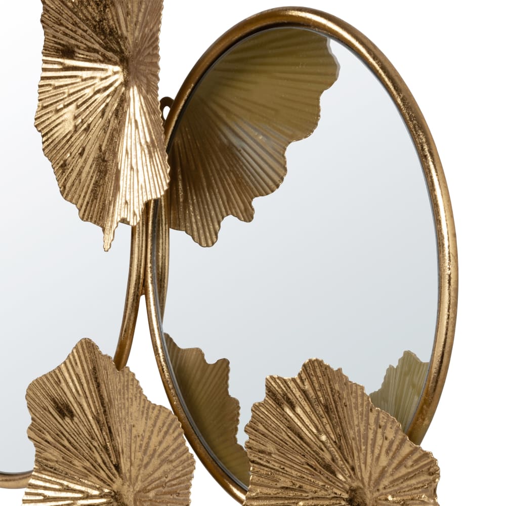 Déco murale cercles en fonte, aluminium doré et miroirs, 104x50 cm — vue 3