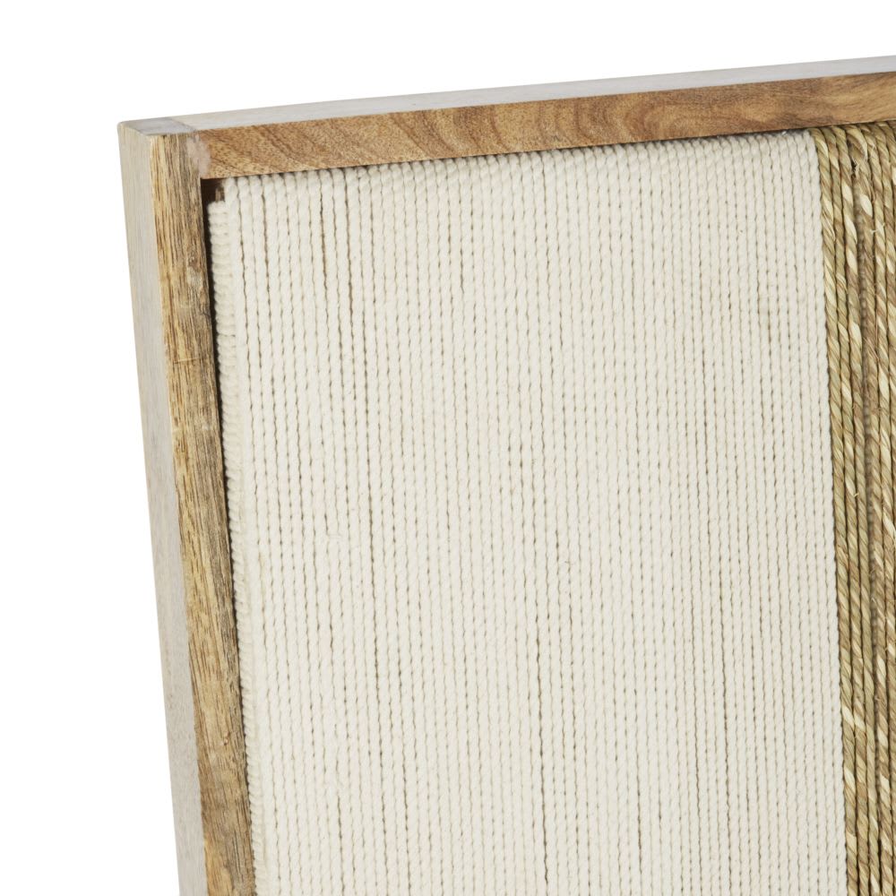 Déco murale en bois de manguier et tissage beige, doré, noir et marron, 77x107 cm — vue 3