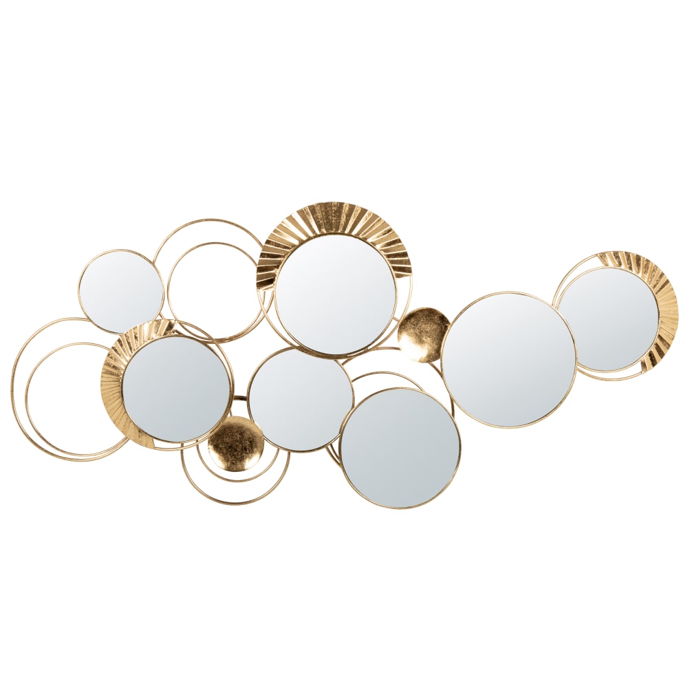 Déco murale en fonte et aluminium doré et miroir, 114x54 cm