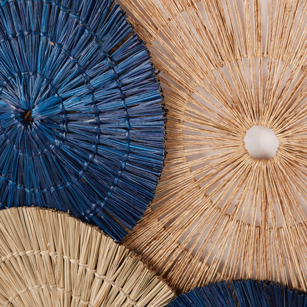 Déco murale en jute tressé bleu et beige 147x100 - Maisons du Monde
