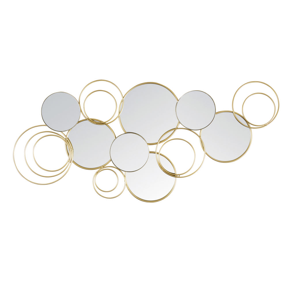 Déco murale en miroir et métal doré 128x60