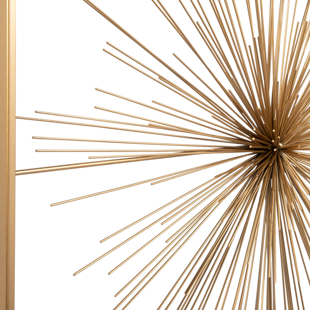 Déco murale filaire en métal doré 80x80