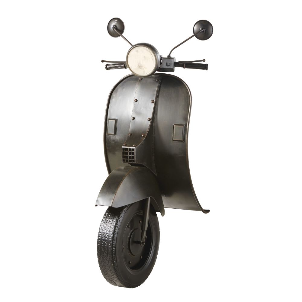 Déco murale lumineuse scooter en métal noir 53x123