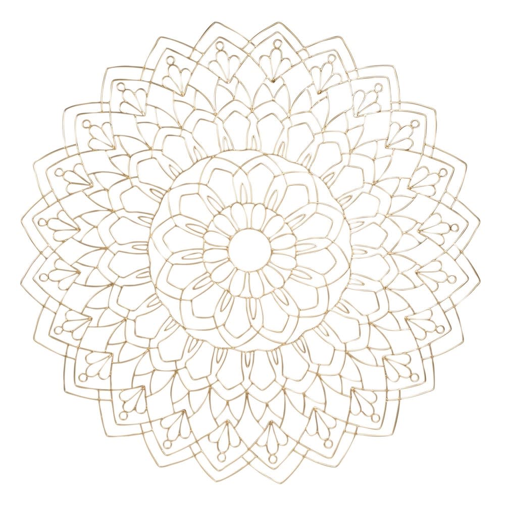 Déco murale mandala en fil de métal doré D80