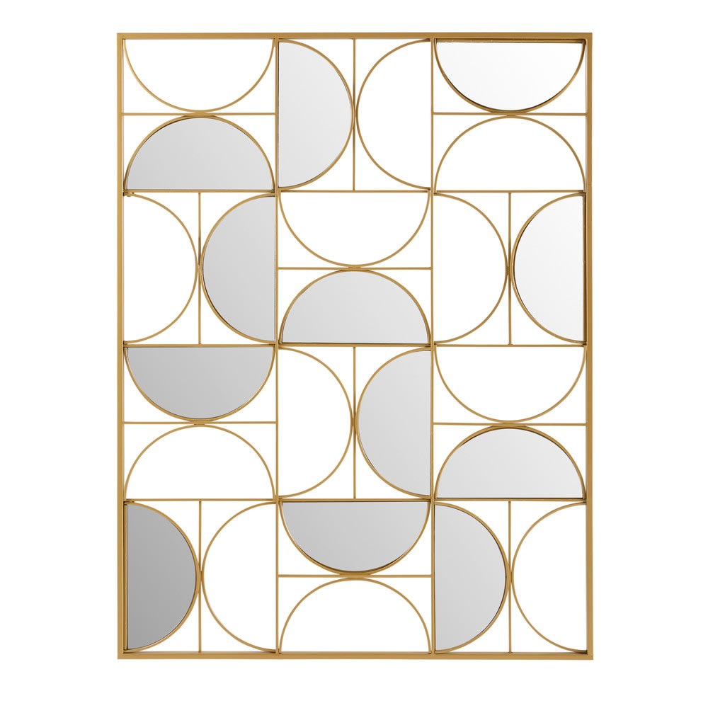 Déco murale miroir en acier doré, 90x120 cm