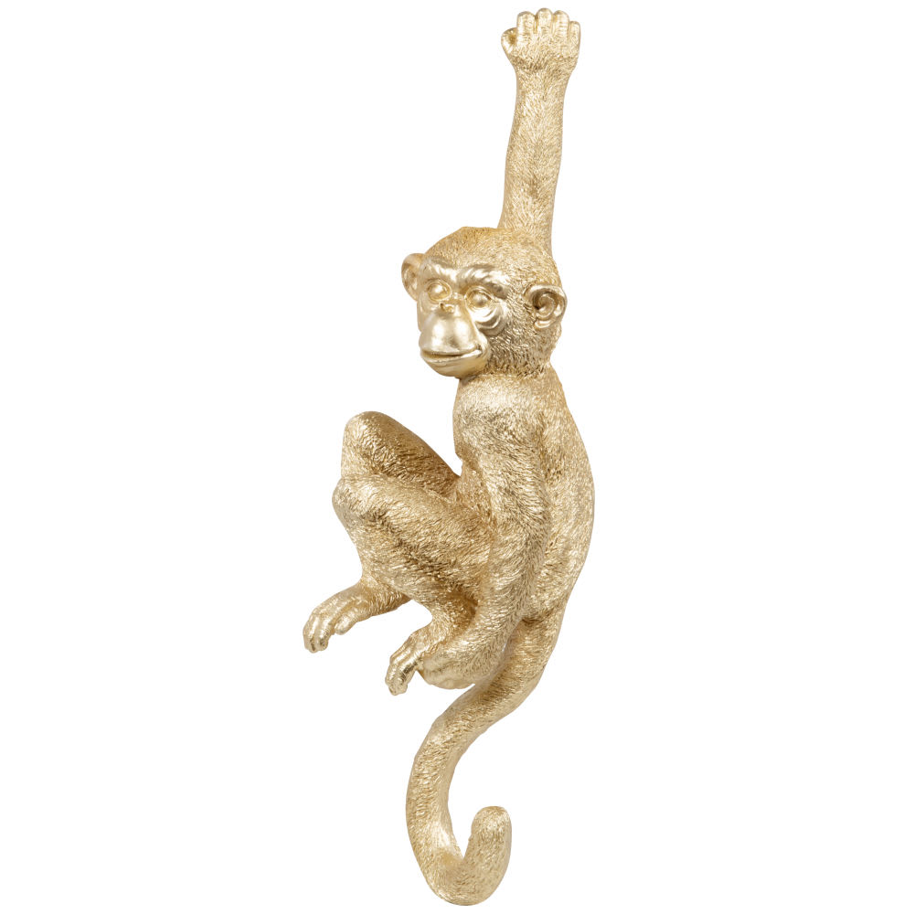 Déco murale singe en résine dorée 9x31