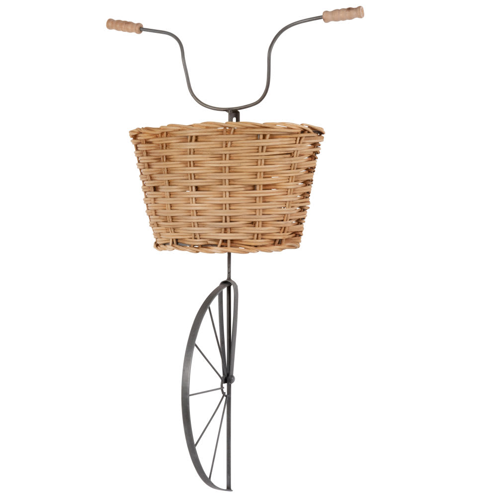 Déco murale vélo en acier noir et rotin, 40x63 cm - Maisons du Monde