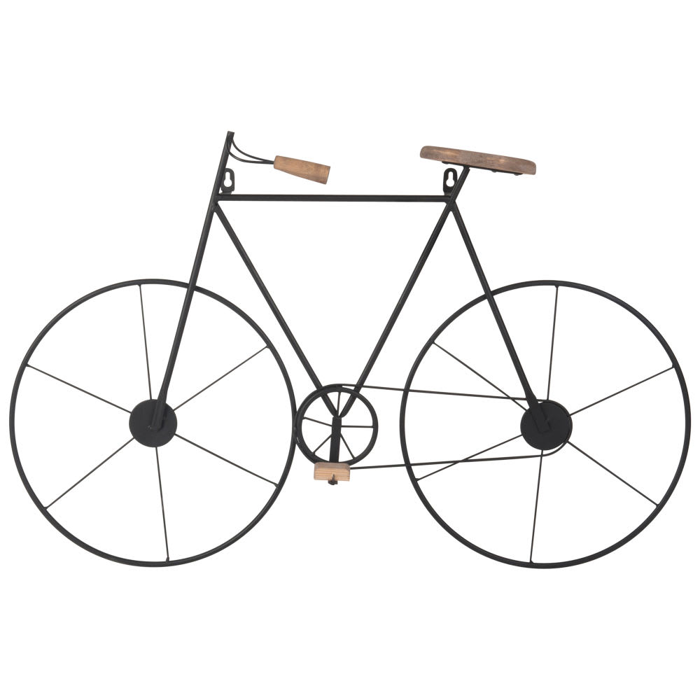 Déco murale vélo en bois de sapin et acier noir, 76x50 cm