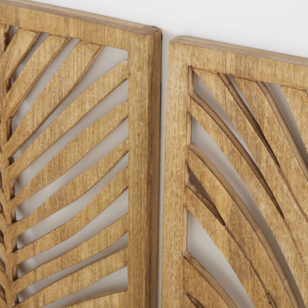 Déco murales feuilles de palmiers en bois de manguier (x3) 48x90