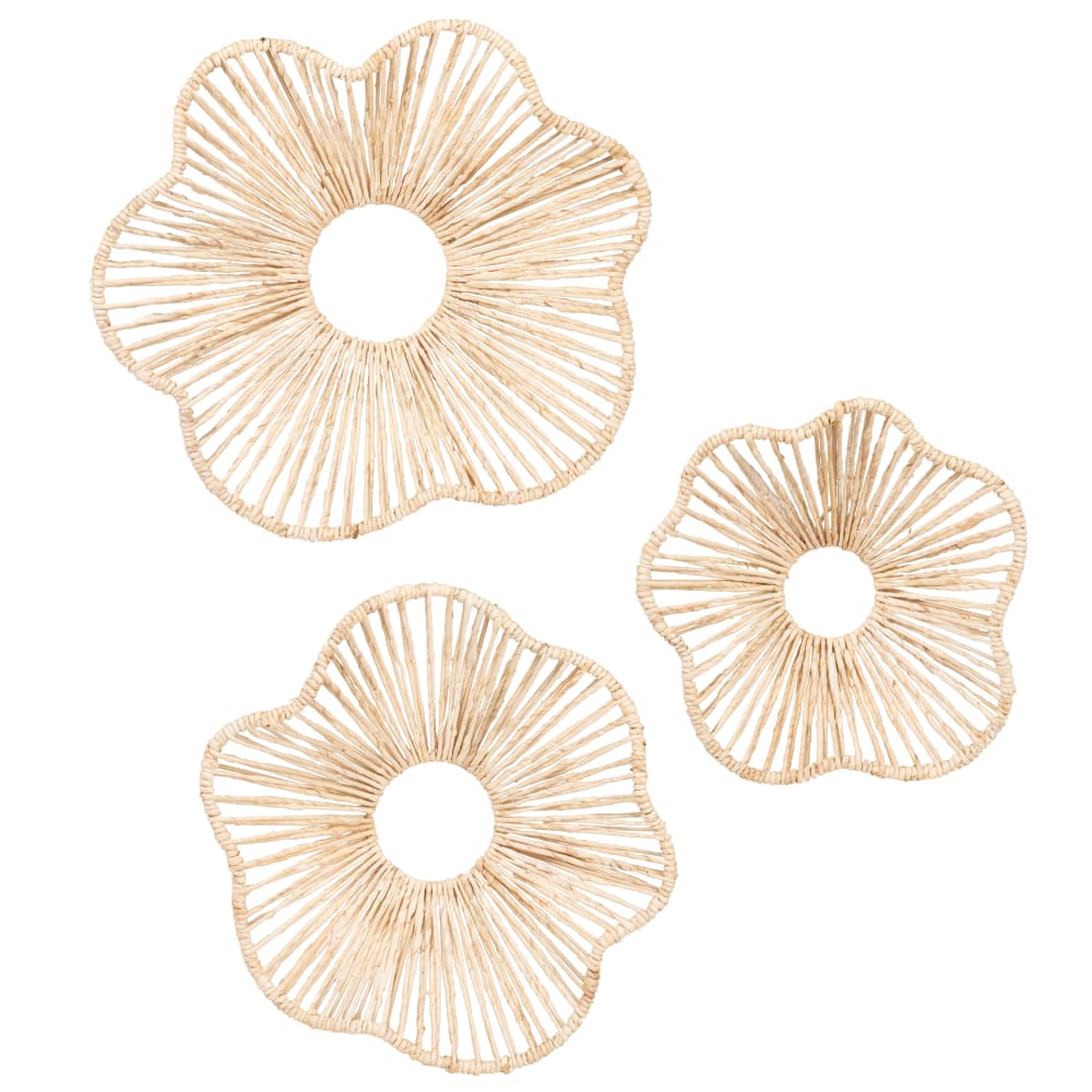 Déco murales fleurs en jute (x3)