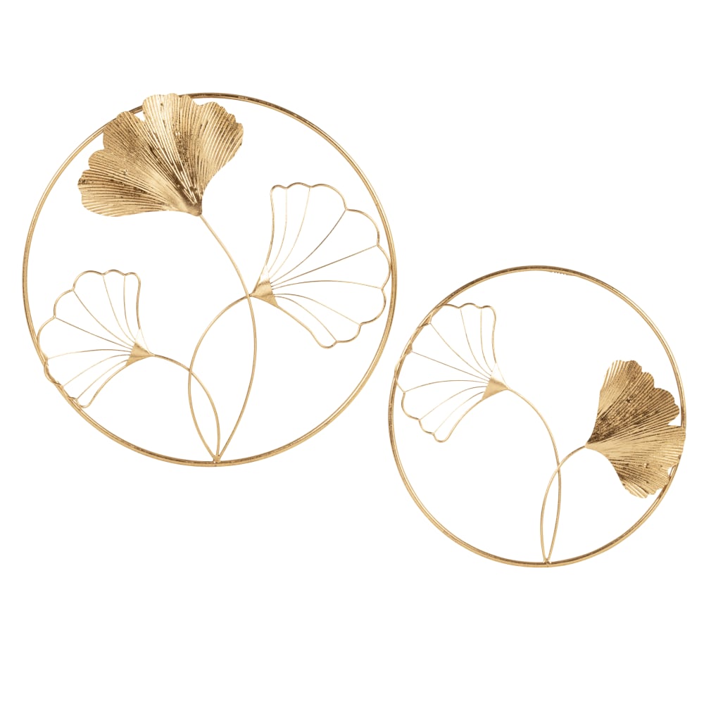 Déco murales fleurs et cercles en fonte dorée (x2) — Beyit