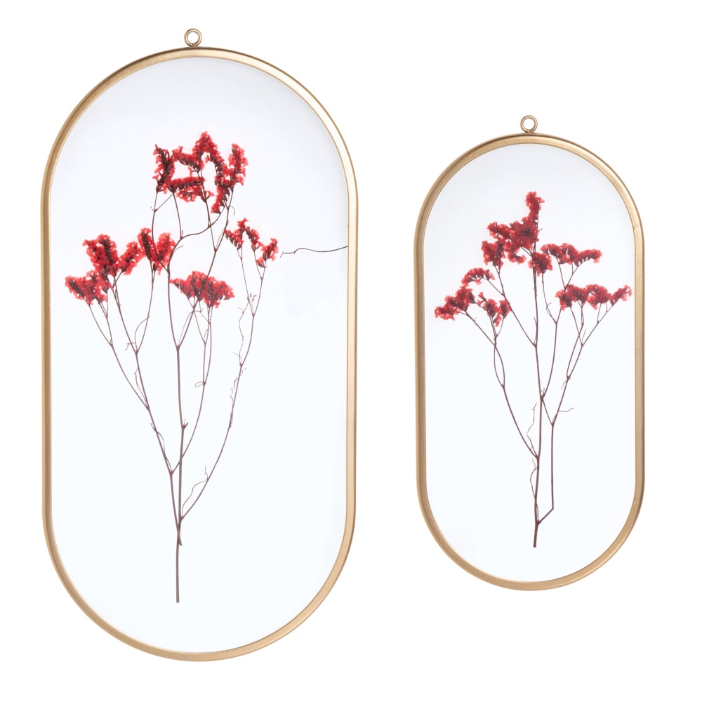 Déco murales fleurs séchées sous verre (x2)