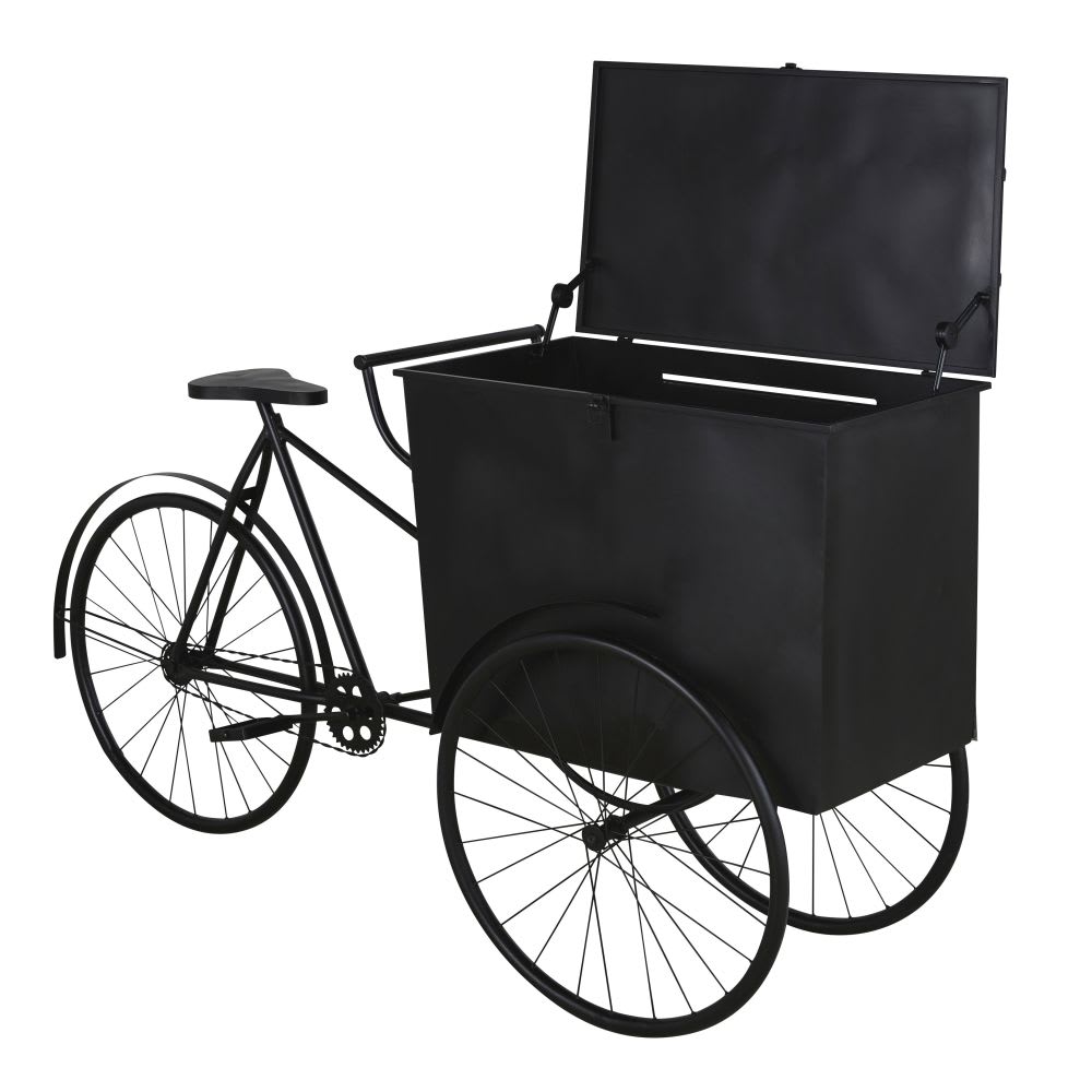 Déco vélo industriel avec malle en métal et fer recyclé noir - Maisons du Monde