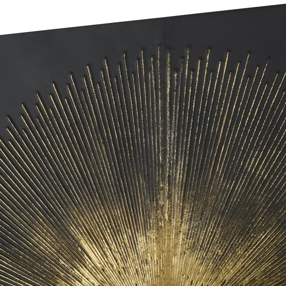 Decoração de parede em aço preto com relevos dourados, 90x90 cm -