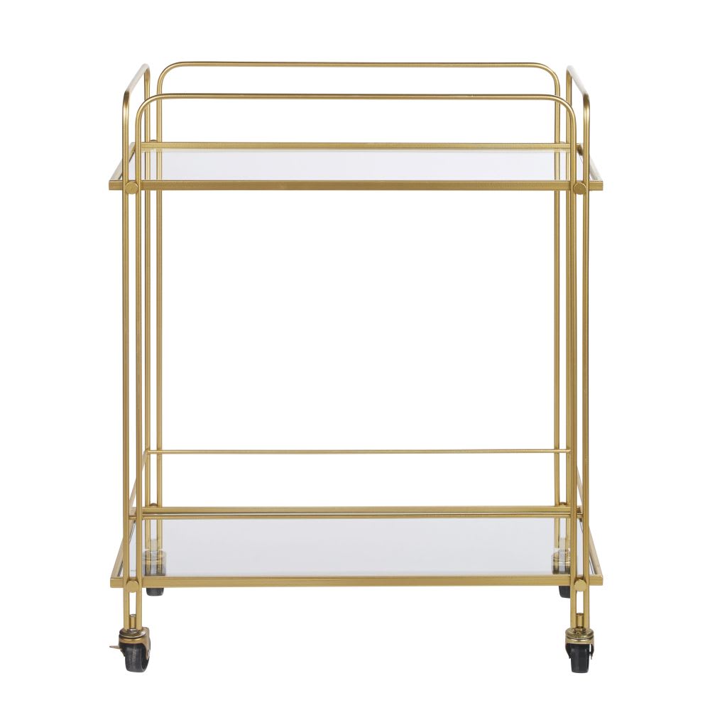 Desserte en verre transparent et métal doré