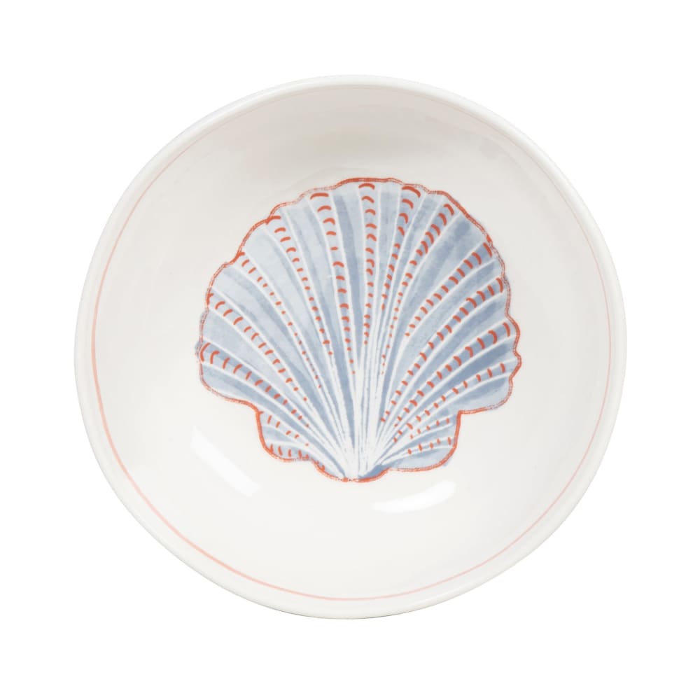 Diepe keramiek bord wit met blauw schelpmotief - Maisons Du Monde