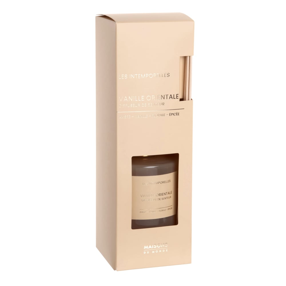Diffuseur en verre beige parfum vanille orientale, 200ml