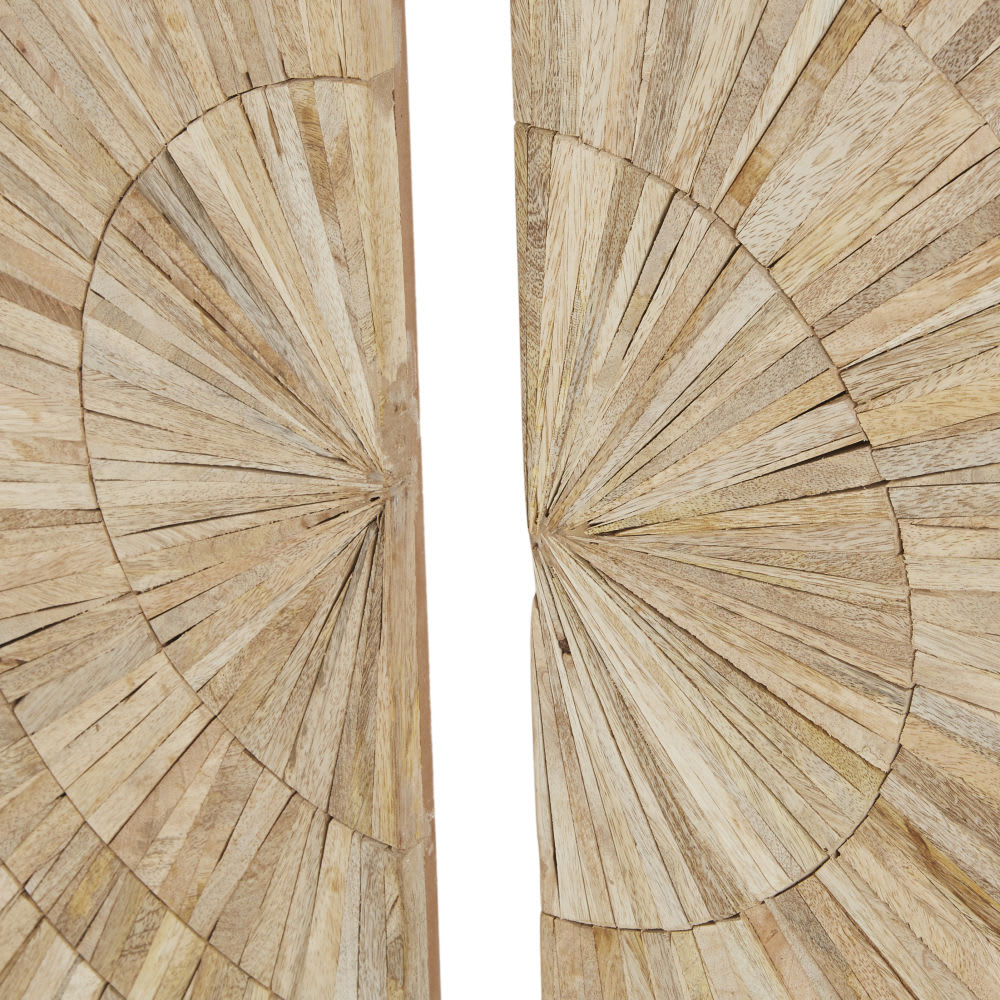 Diptychon aus Mangoholz graviert beige 100x100 - Maisons Du Monde