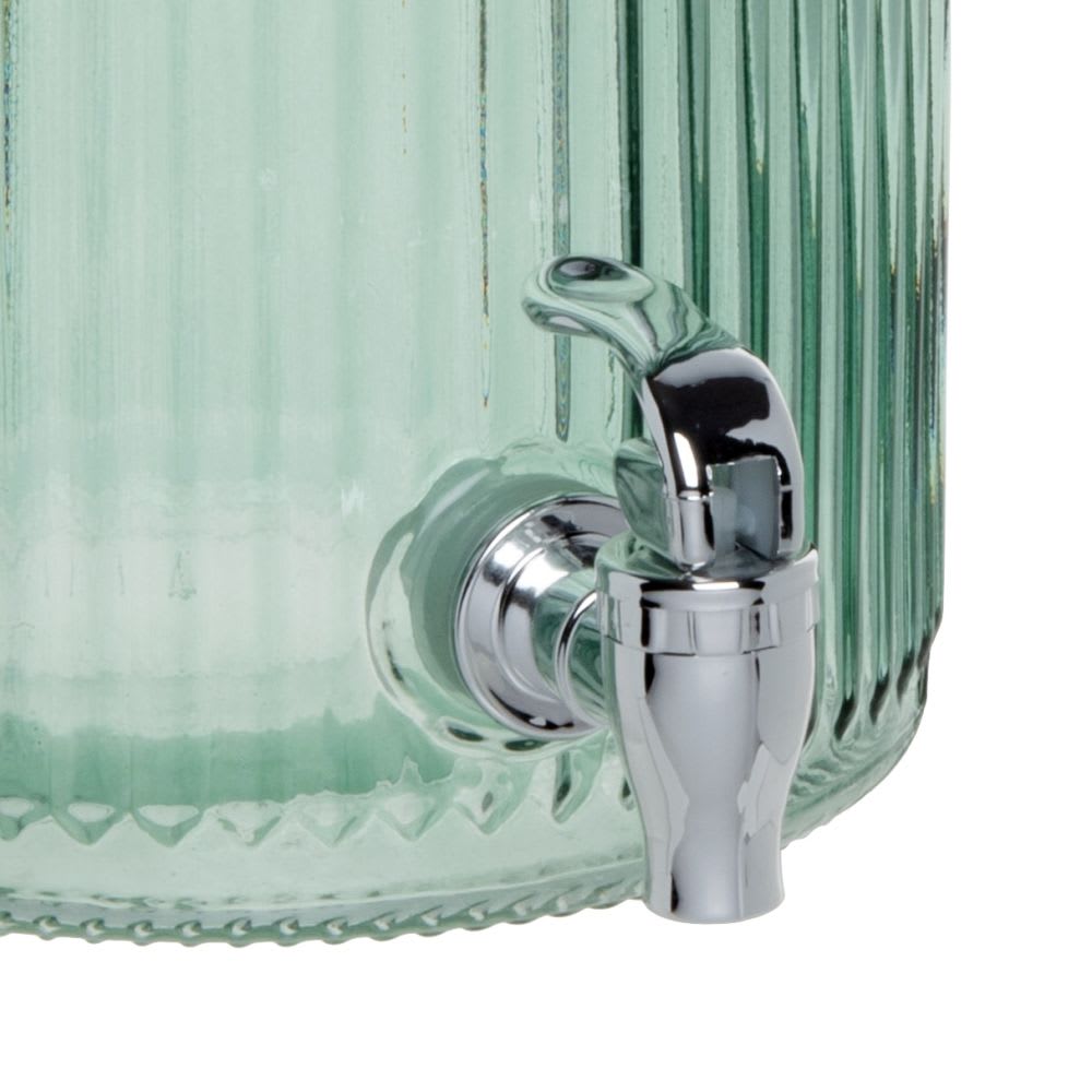 Dispenser di bevande in vetro striato verde oliva con tappo in
