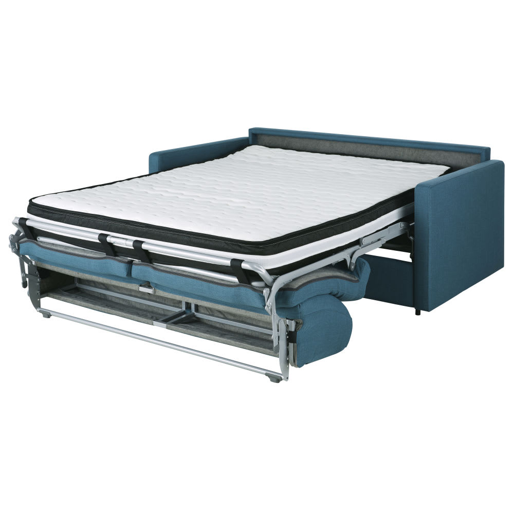 Divano letto professionale a 2/3 posti blu petrolio, materasso