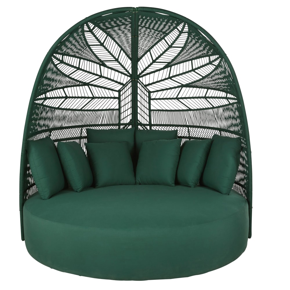 Double bain de soleil en acier et polyester recyclé vert