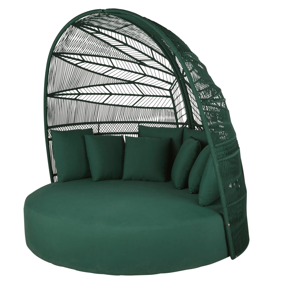 Double bain de soleil en acier et polyester recyclé vert -