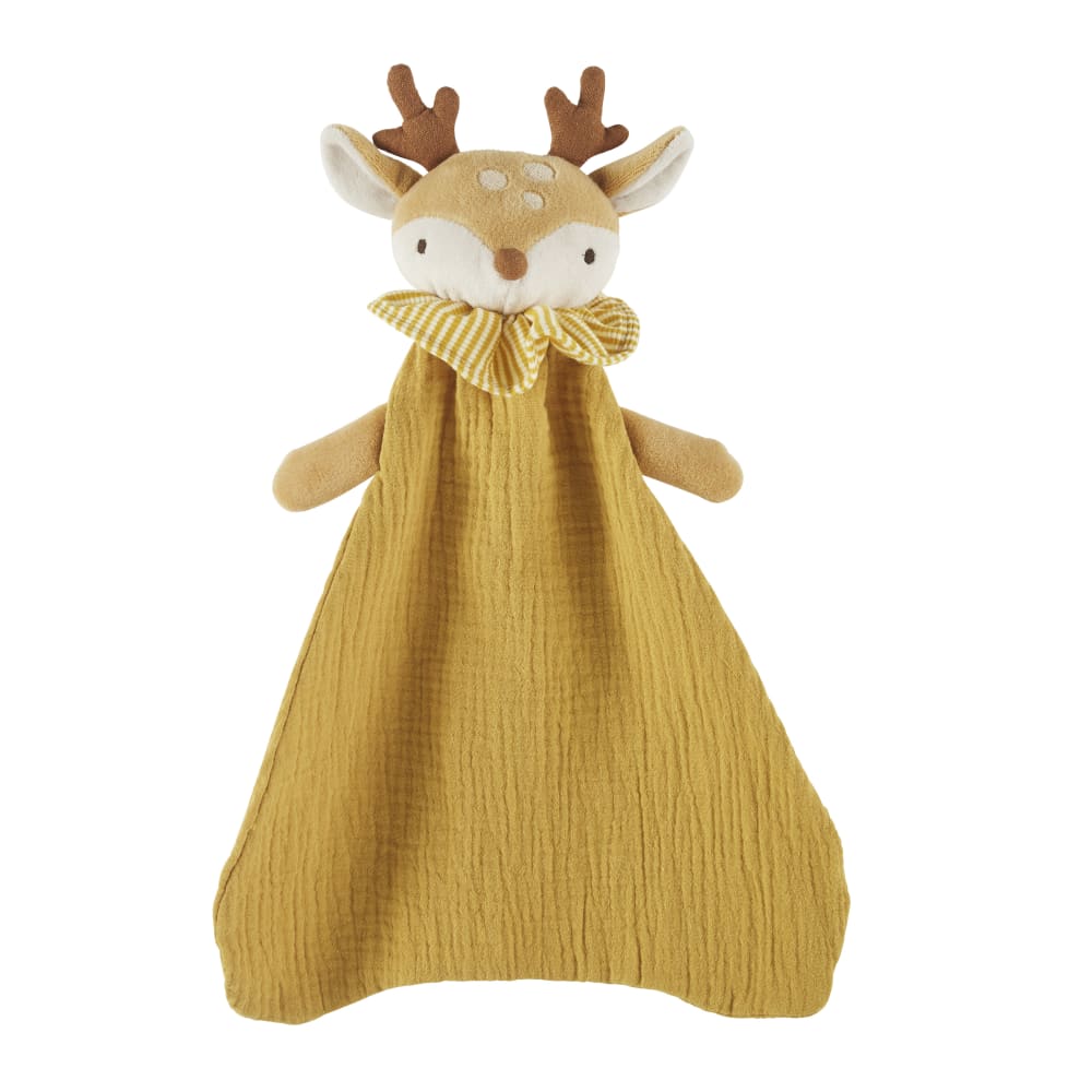 Doudou bébé cerf jaune, beige et marron Doudou bébé cerf jaune, beige et marron