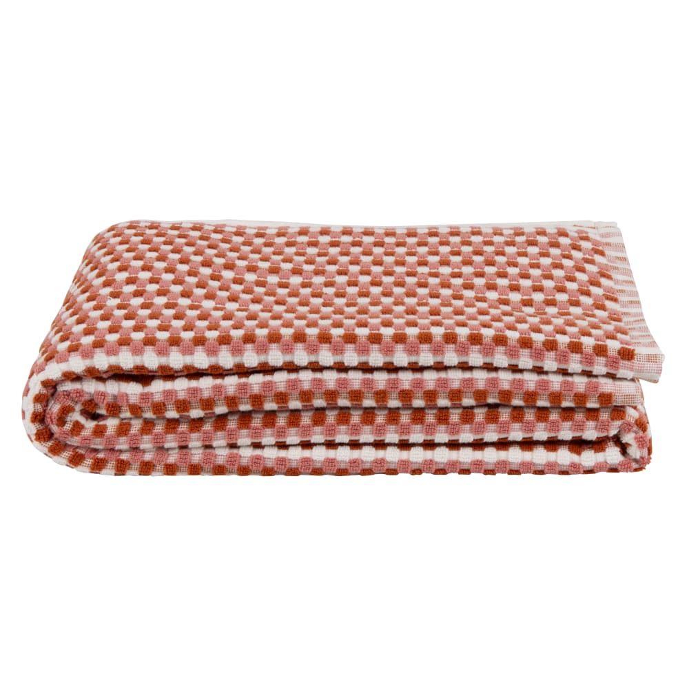 Drap de bain en coton biologique motifs à carreaux tricolores 100x150