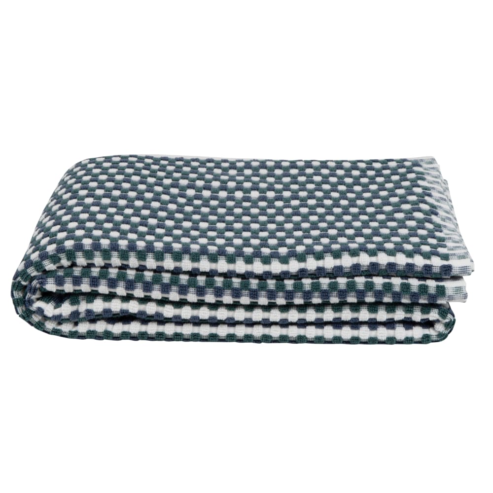Drap de bain en coton biologique motifs à carreaux tricolores 100x150