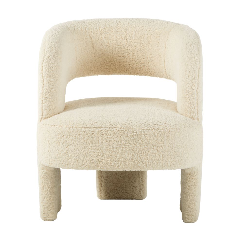 Dreibein-Sessel aus Bouclé-Stoff, weiß - Maisons Du Monde
