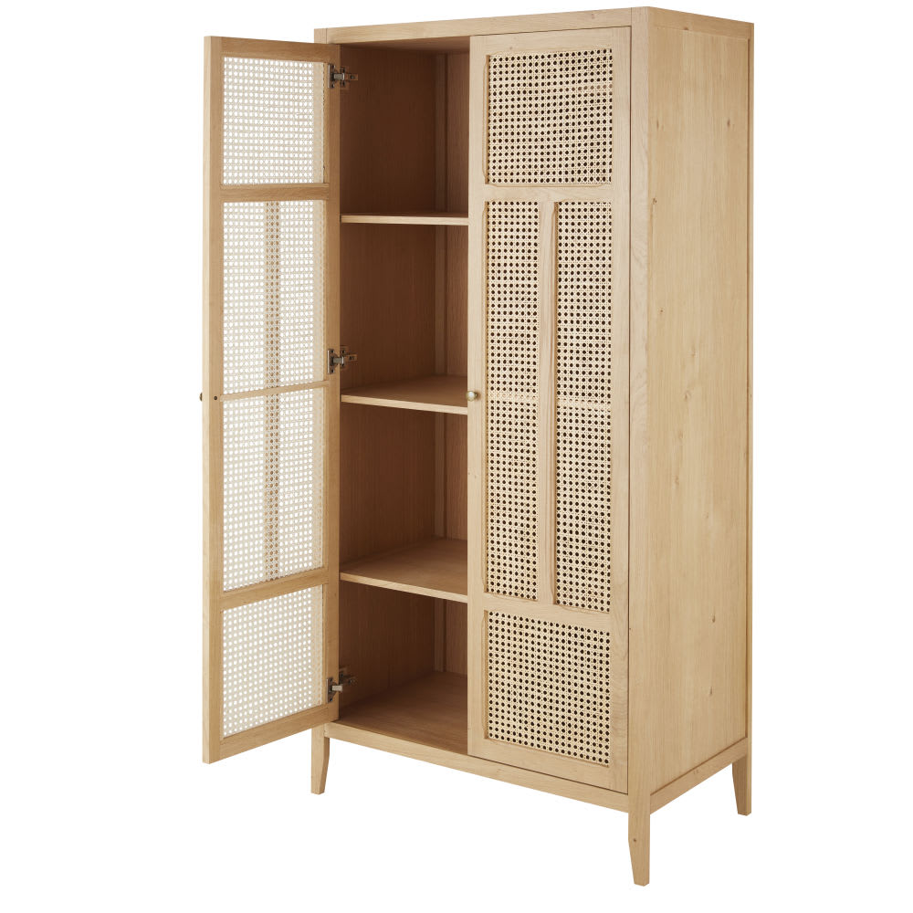 Dressing 2 portes battantes cannage en rotin beige