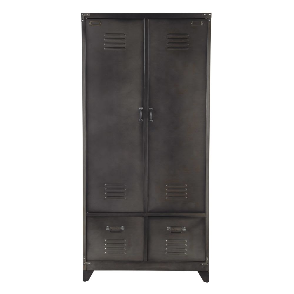 Dressing 2 portes battantes en métal gris anthracite