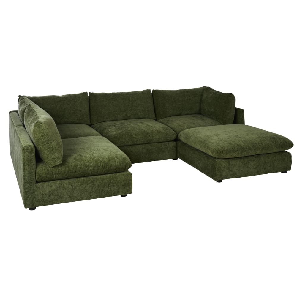 Eck-Sofa für 5-6 Personen mit Chenillebezug, Ecke links, grün -