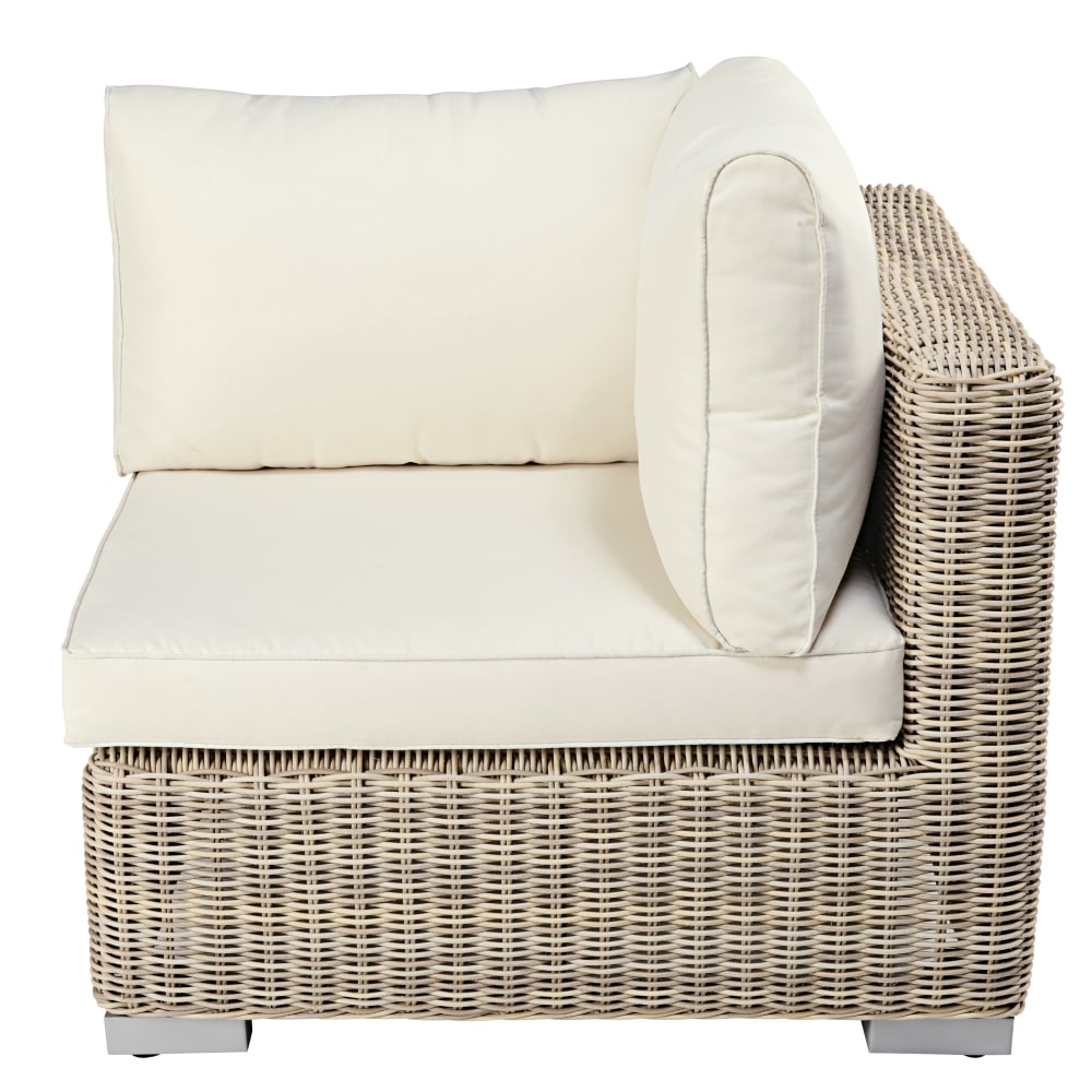 Ecke für modulares Gartensofa aus recyceltem Harz, geflochten in