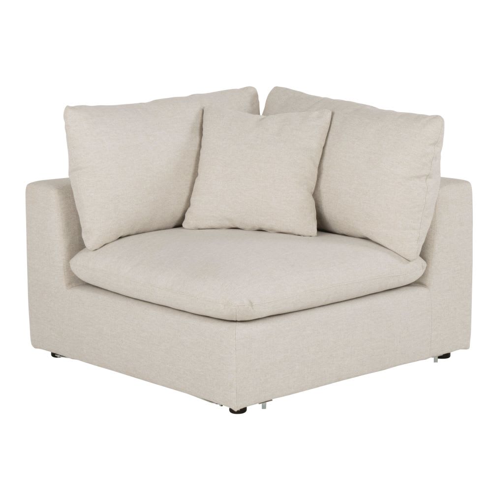 Eckelement für modulares Sofa aus recyceltem Stoff, beige -