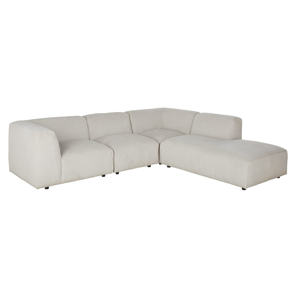 Eckelement für modulares Sofa mit Bezug aus beigefarbenem