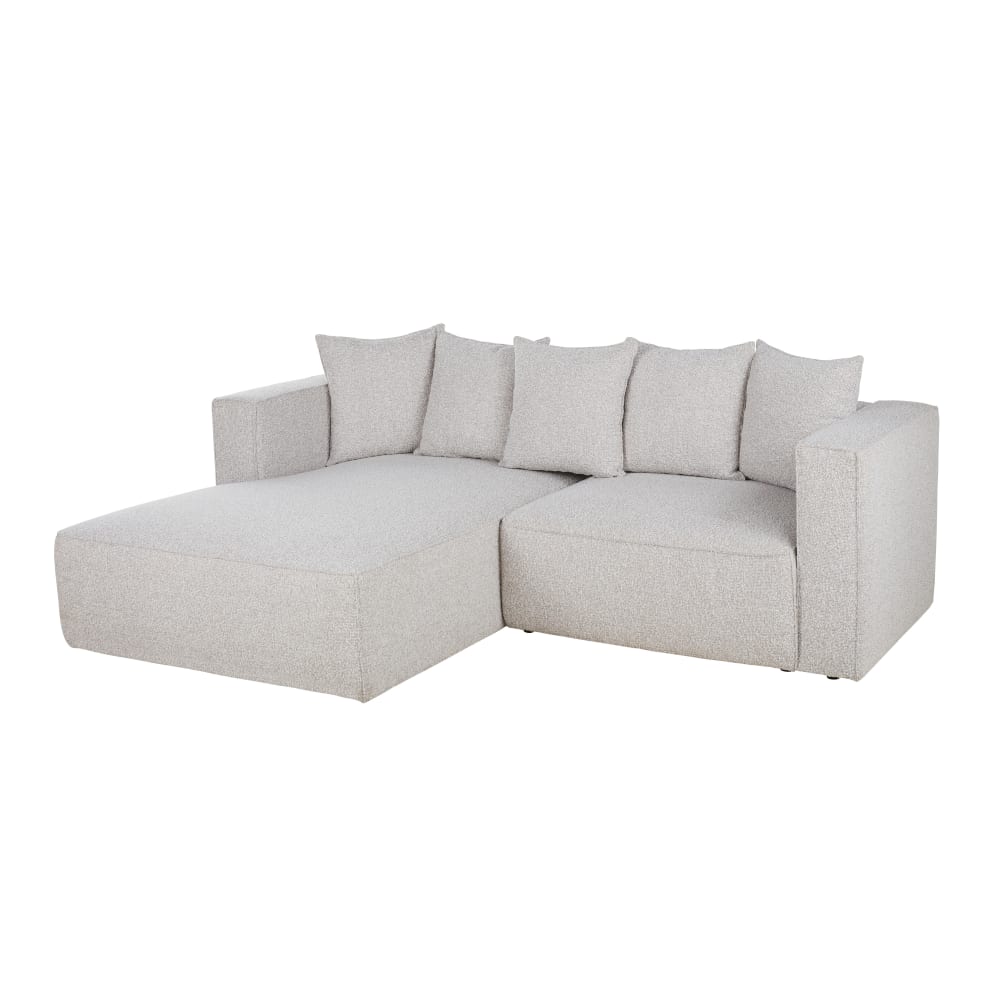 Ecksofa links umwandelbar 3/4-Sitzer hellgrau meliert - Maisons
