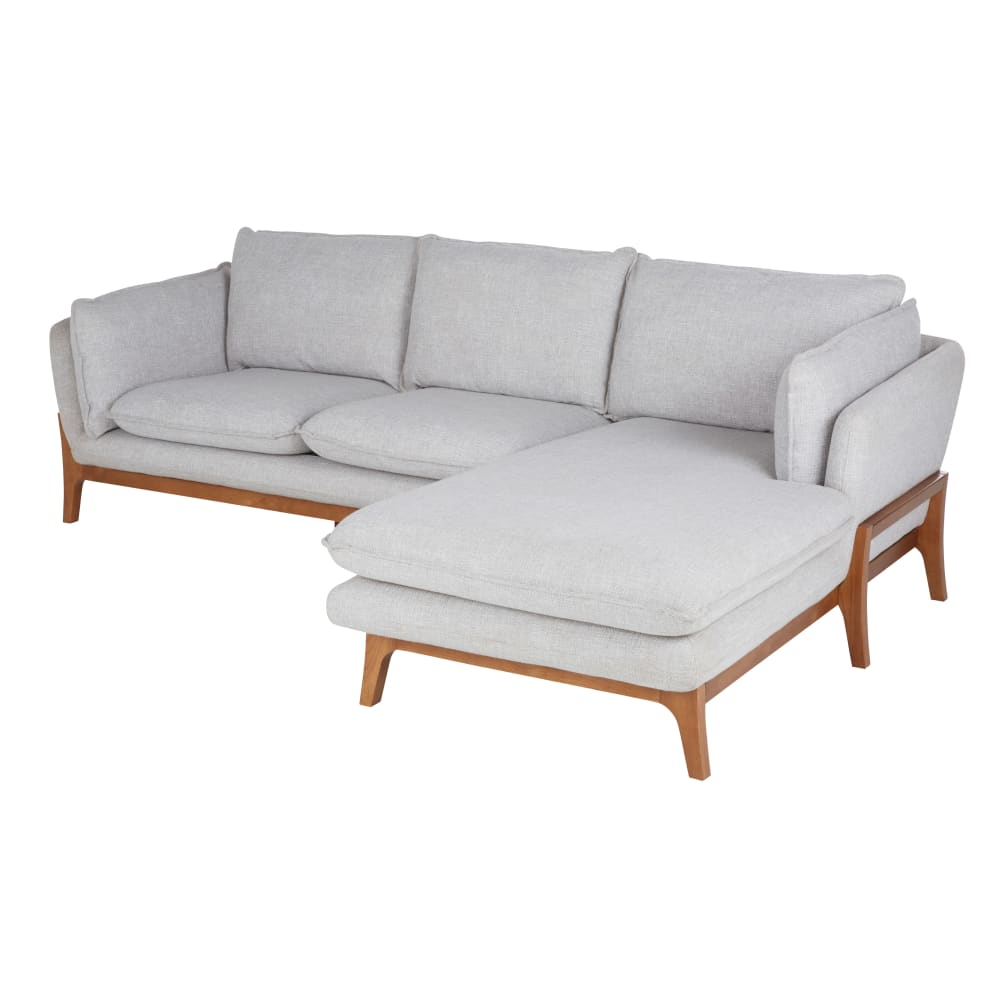 Ecksofa mit Bezug aus meliertem Stoff, hellgrau - Maisons Du