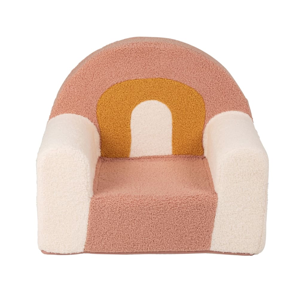 Ecru, roze en mosterdgele kinderfauteuil uit boucléstof - Maisons