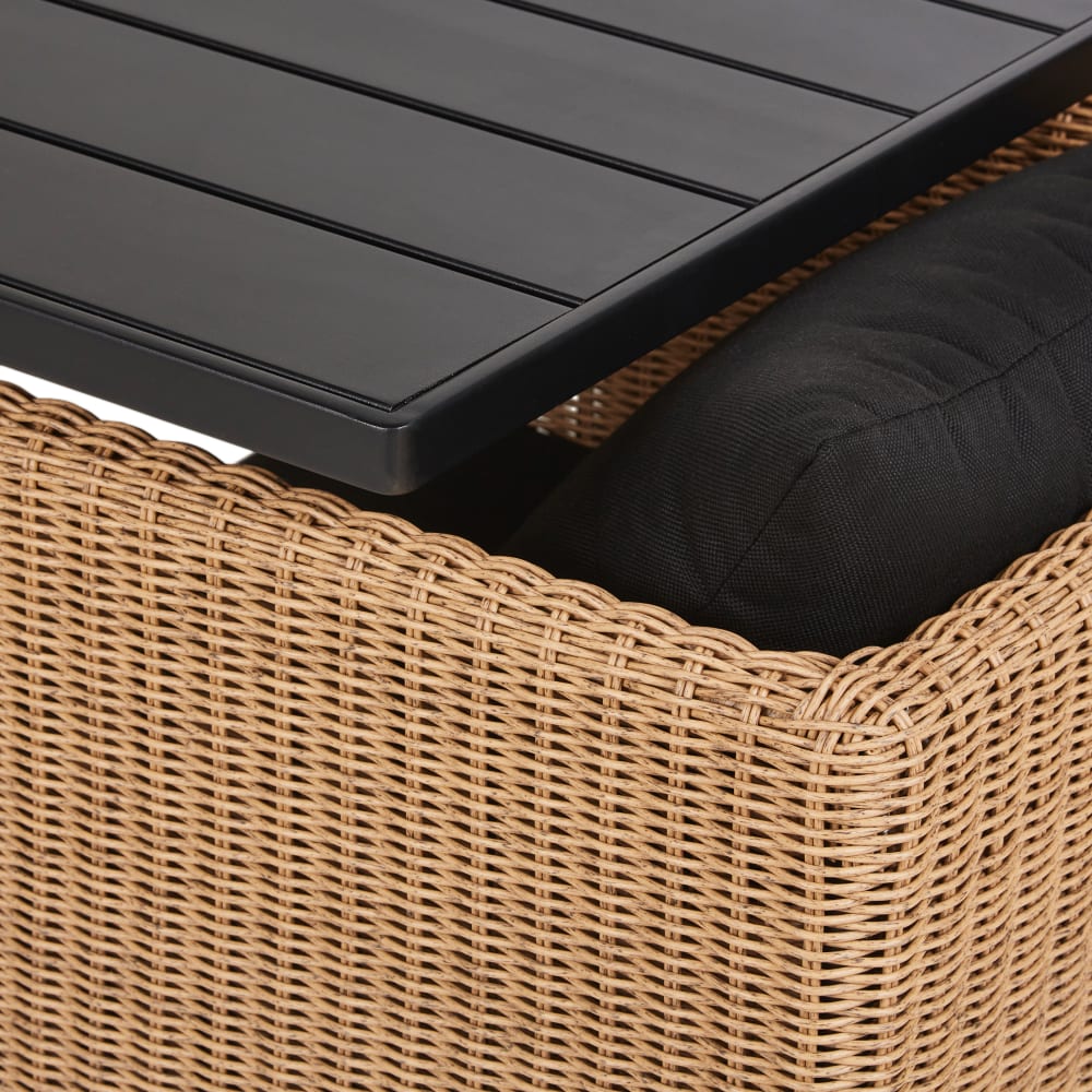 Ensemble table et 4 chaises de jardin en acier et aluminium gris anthracite et résine recyclée beige — vue 4