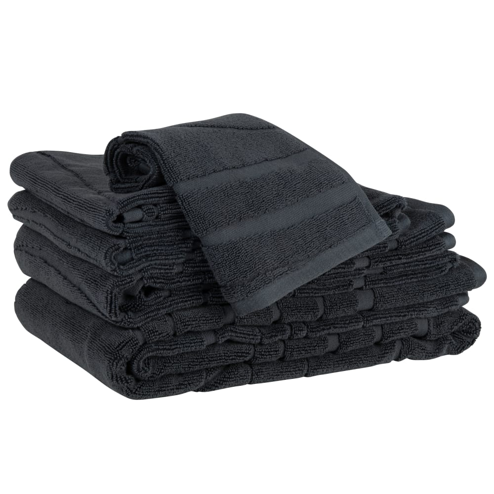 Essuie-mains en coton biologique gris anthracite à motifs 30x50 — vue 3