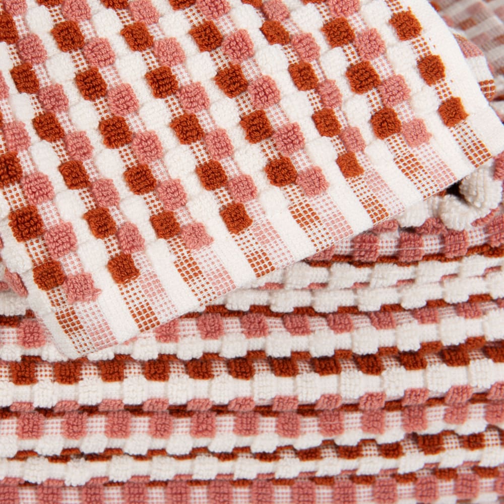 Essuie-mains en coton biologique motifs à carreaux tricolores 30x50 — vue 4