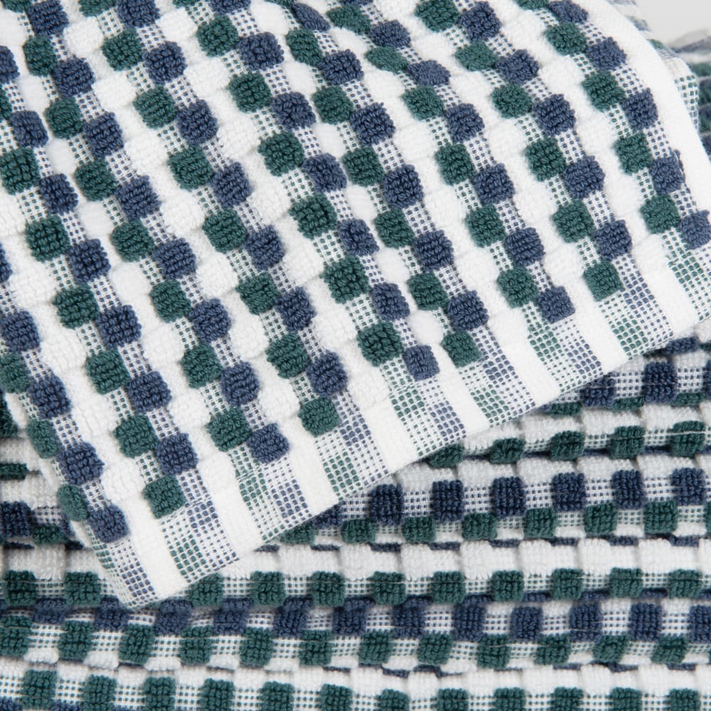 Essuie-mains en coton biologique motifs à carreaux tricolores 30x50 — vue 4