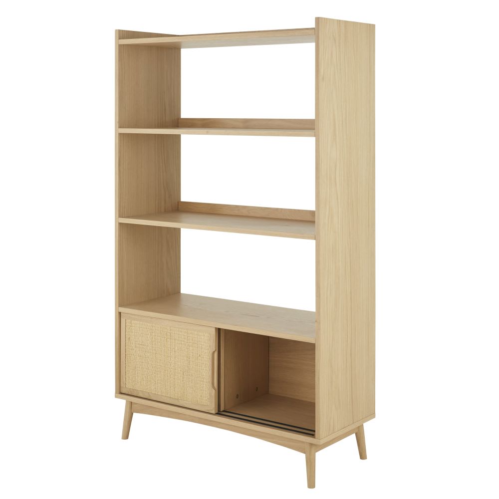 Etagère 2 portes coulissantes cannage en rotin