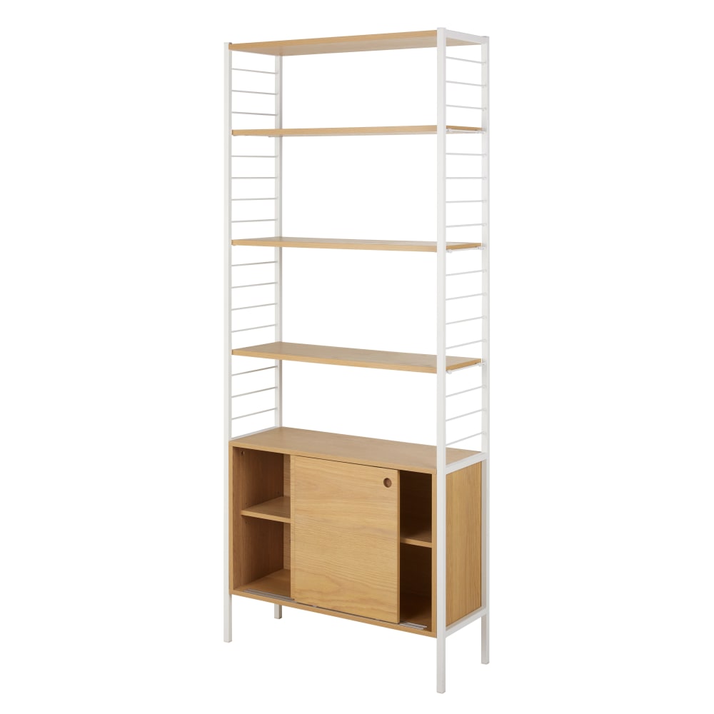 Etagère 2 portes et métal blanc L80