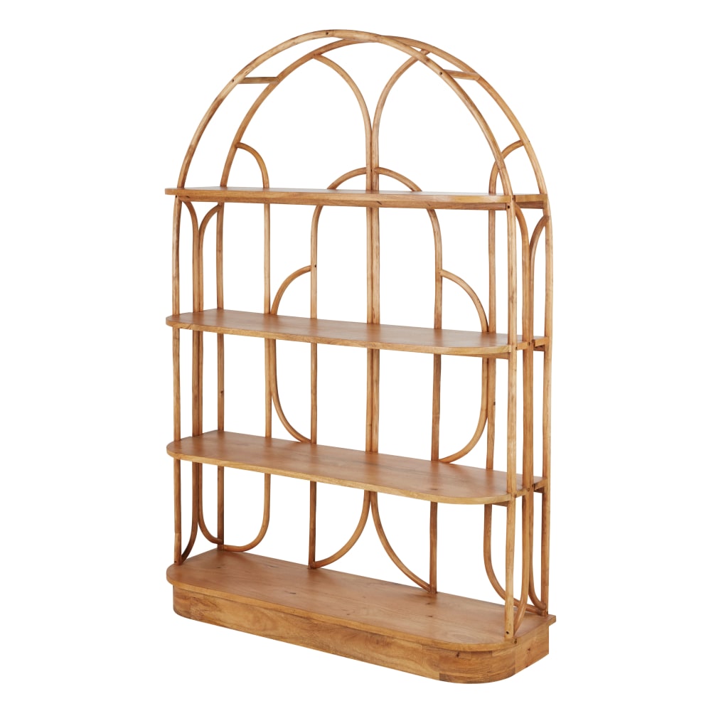Etagère en bois de manguier et rotin L128